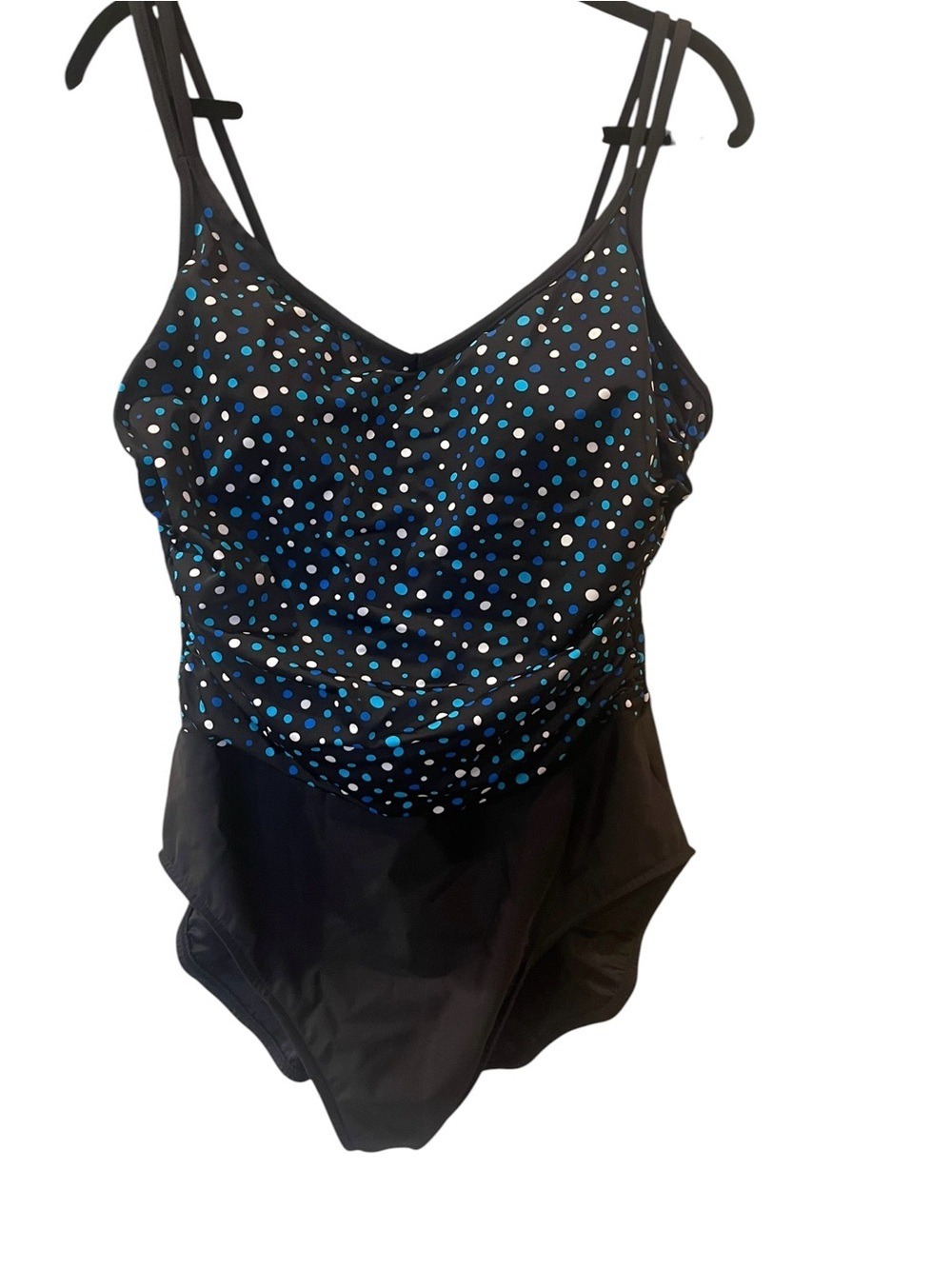 Miraclesuit Women’s One  Piece Swimsuit Blue Polka Dot Black Plus Size 18W